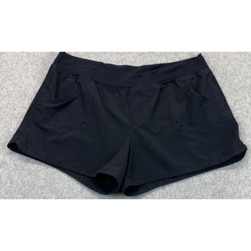 PrAna Womens Athletic Short Black Comfort Elastic Waistband Lightweight XL